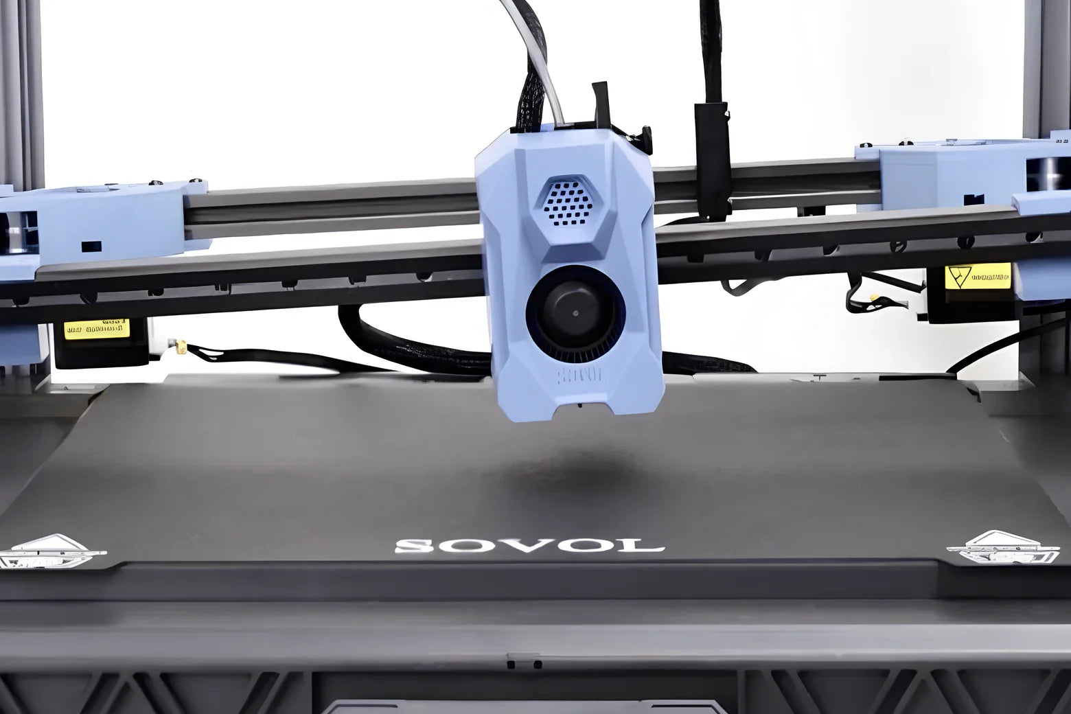 Sovol SV08 3D printer with blue extruder and Sovol logo on print bed