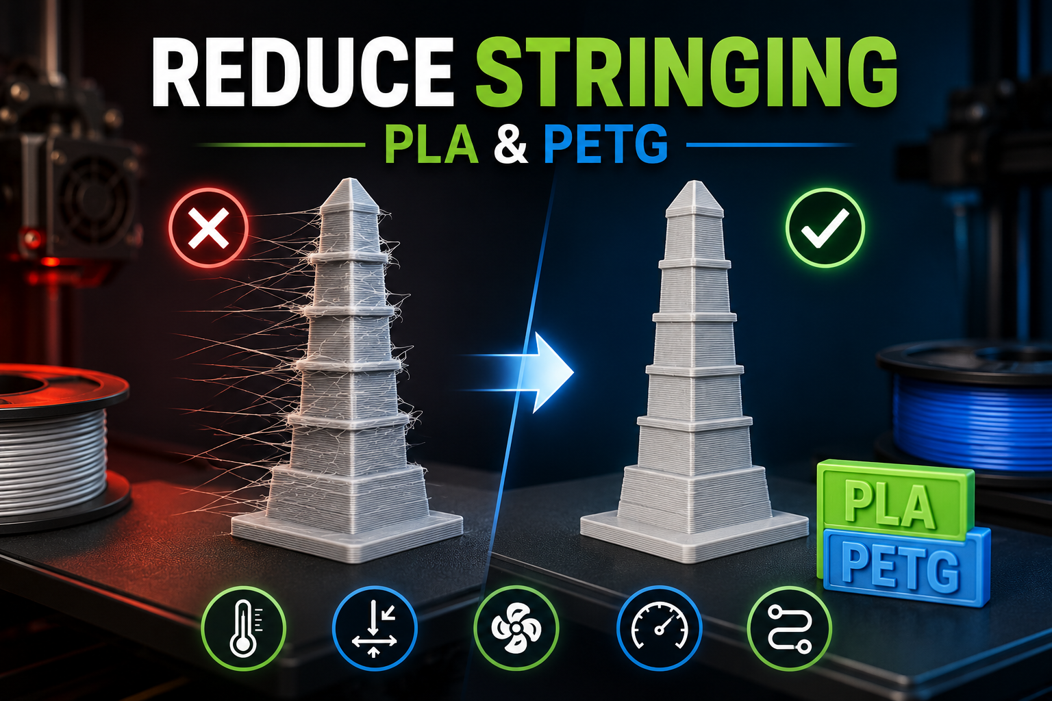 How to reduce stringing in 3D printing (PLA and PETG)