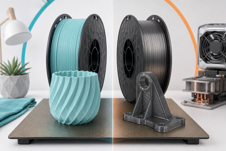 PLA und PETG Filament im direkten Vergleich