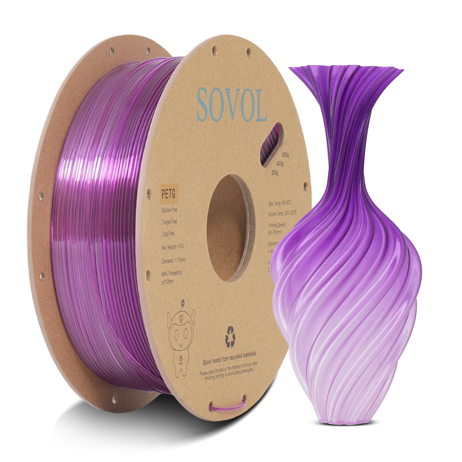 Sovol Gradient Purple White PETG Filament
