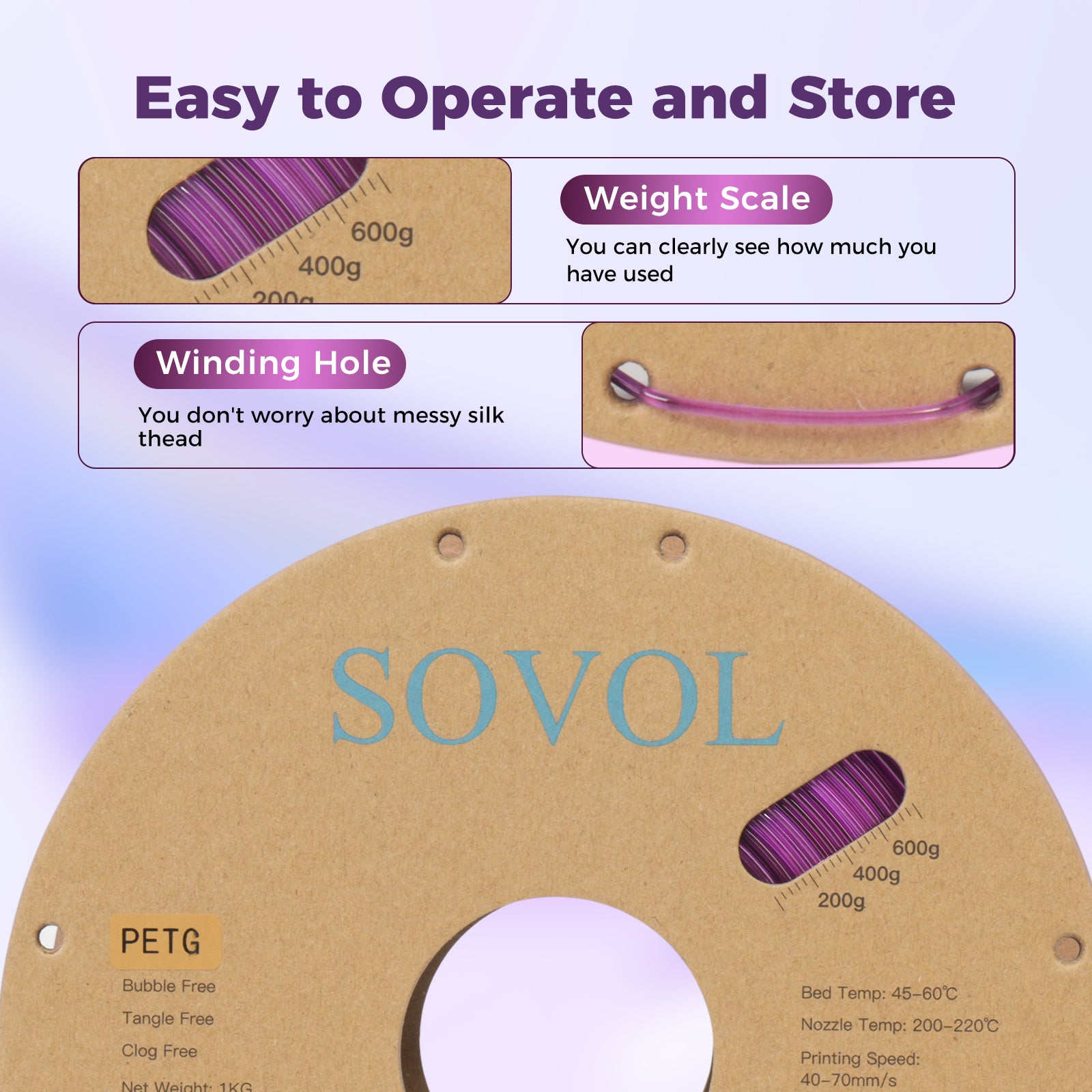 Sovol Gradient Purple White PETG Filament