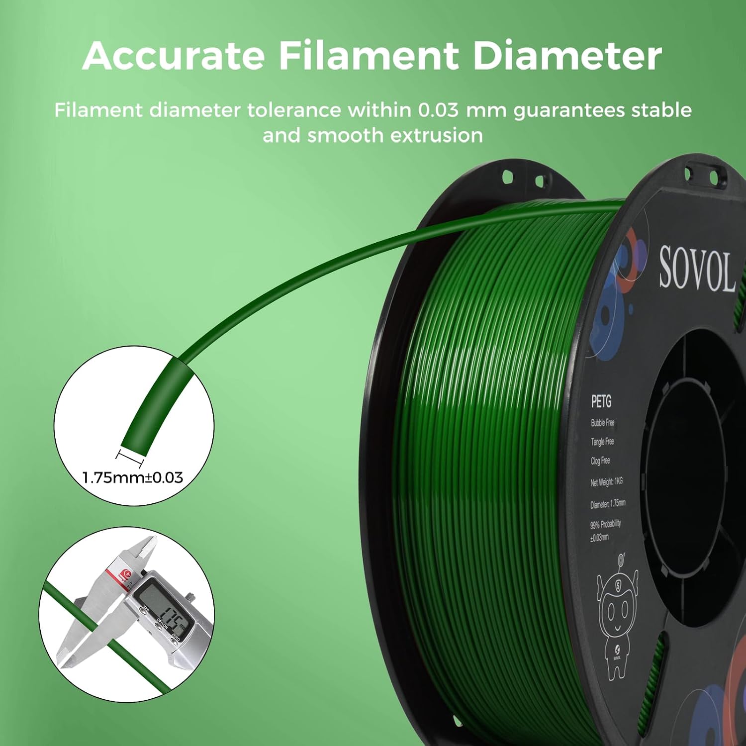 Sovol Green PETG Filament high precision