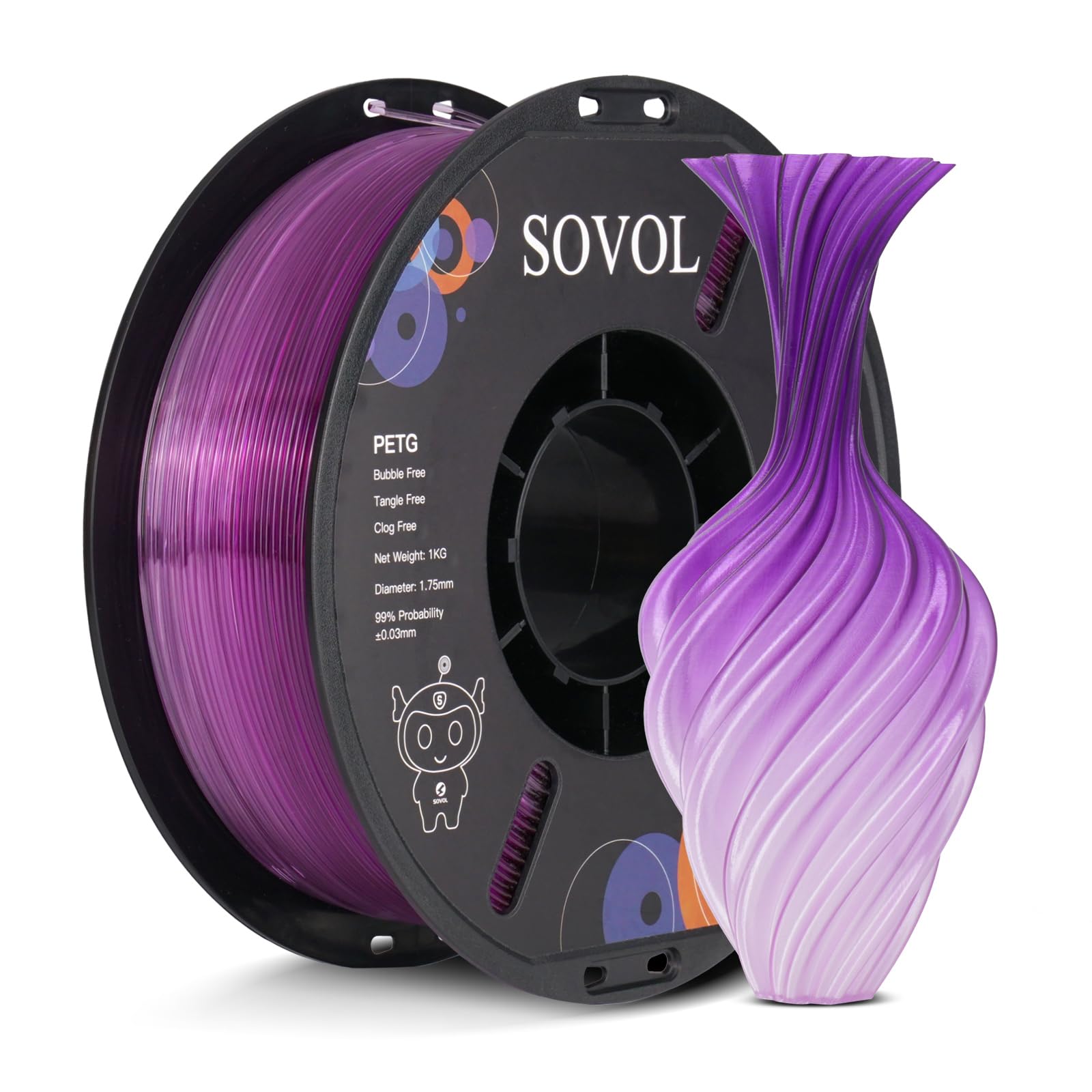 <tc>Sovol</tc> Filamento PETG blanco púrpura degradado