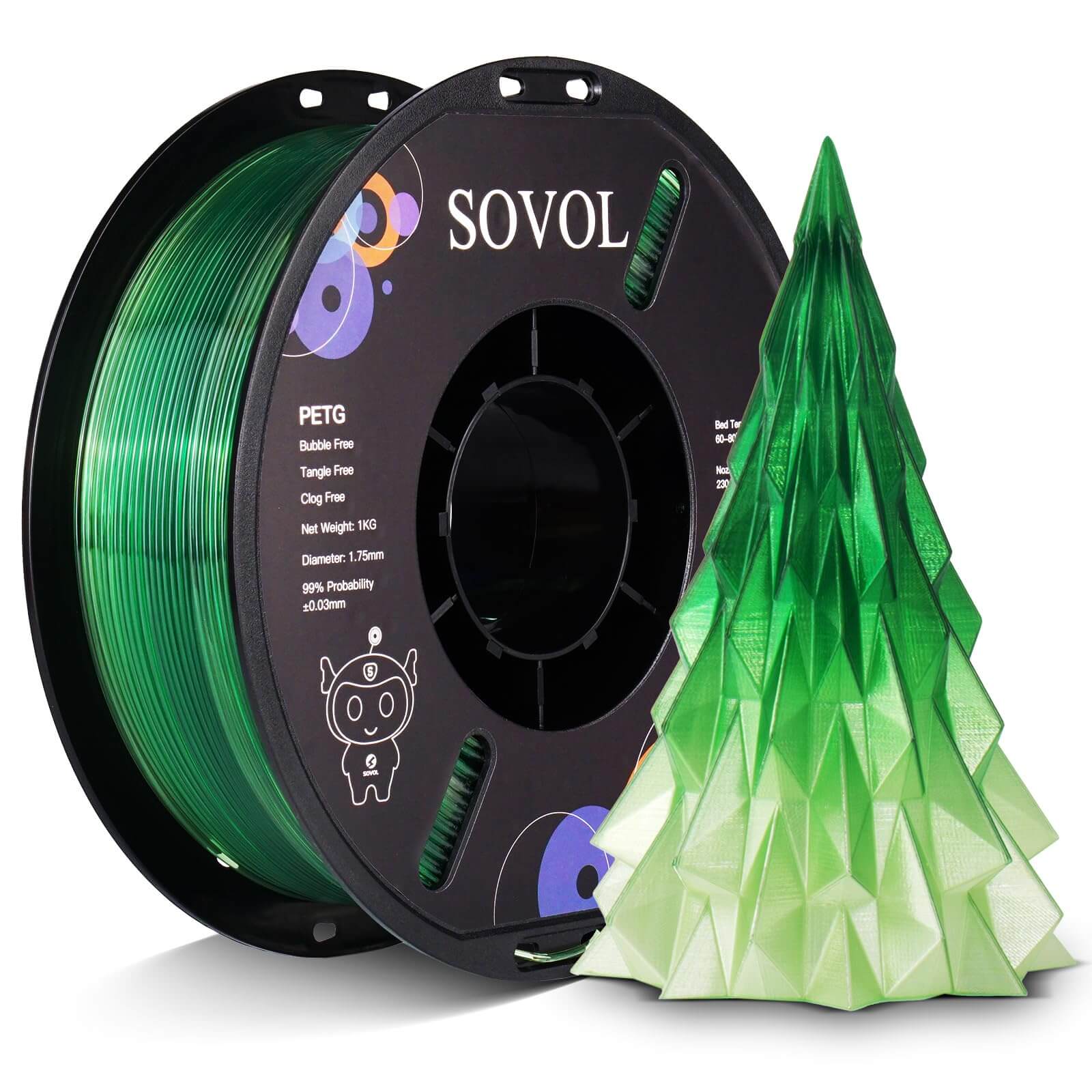 <tc>Sovol</tc> Filamento PETG blanco y verde degradado