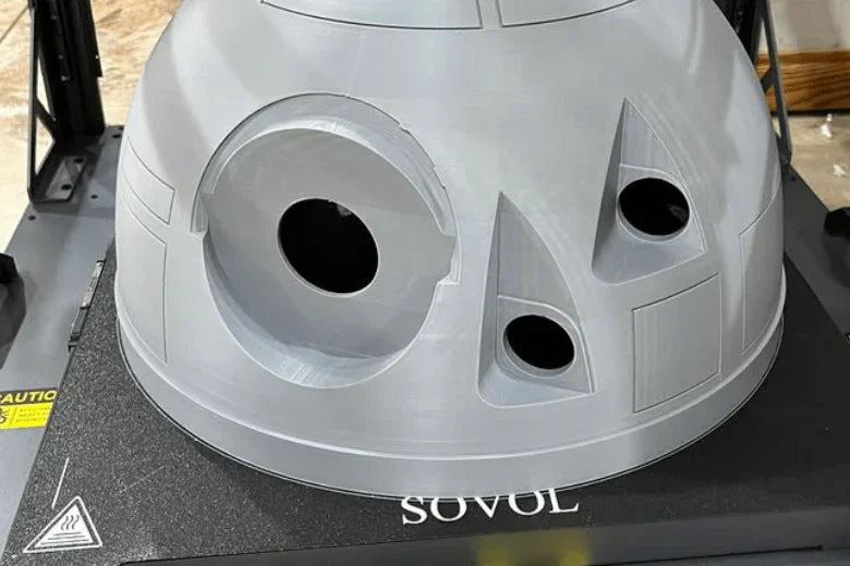 3D printed dome with cutouts on Sovol 3D printer build plate