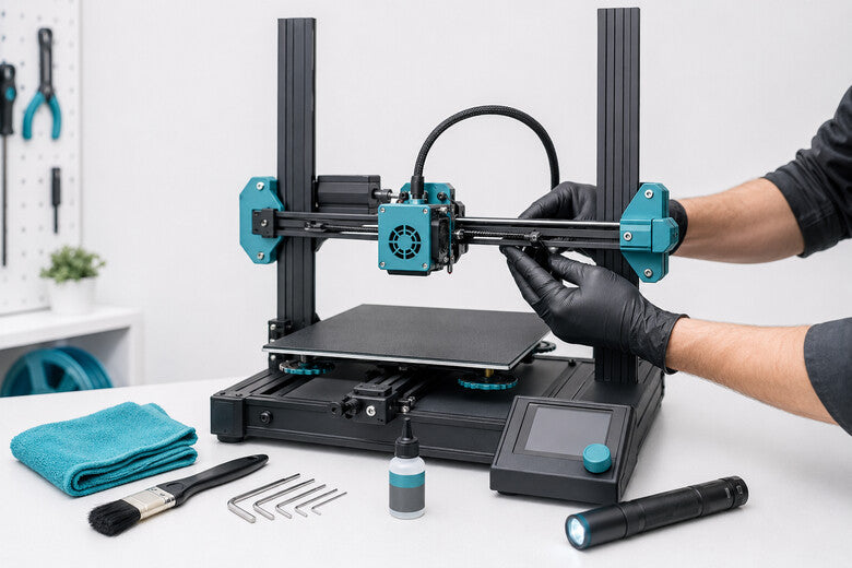 3D-Drucker warten mit Reinigung, Schmierung und Sichtprüfung