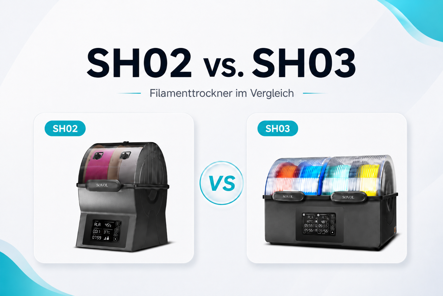 Sovol SH02 vs. SH03: Welcher Filamenttrockner passt besser zu dir?