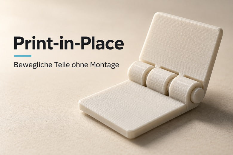 Print-in-Place: bewegliches 3D-gedrucktes Scharnier ohne Montage