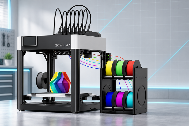Sovol M1D beim mehrfarbigen 3D-Druck mit bis zu sieben Farben