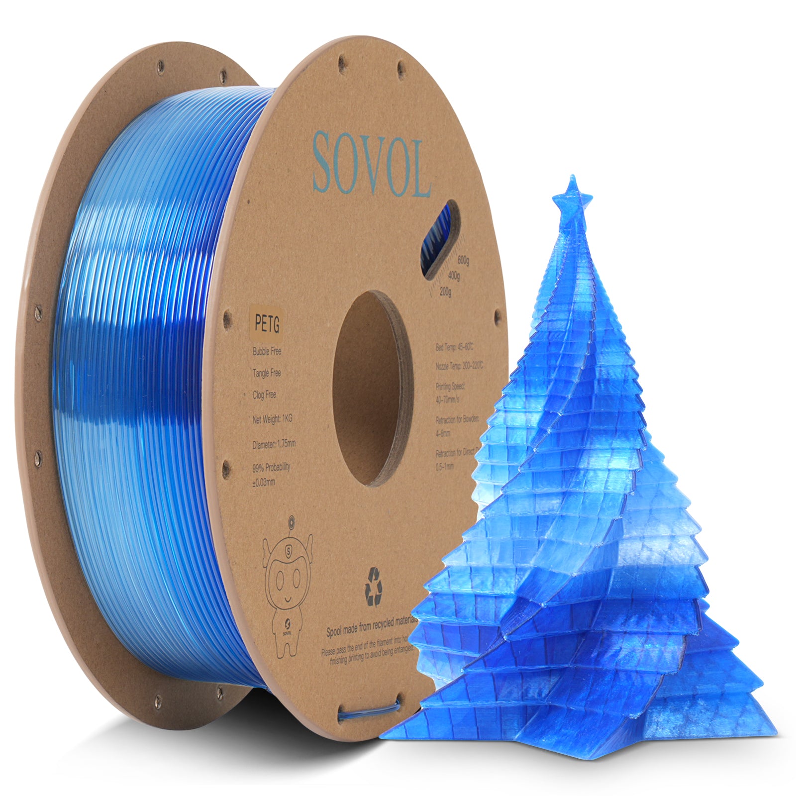 Sovol Gradient Blue White PETG Filament