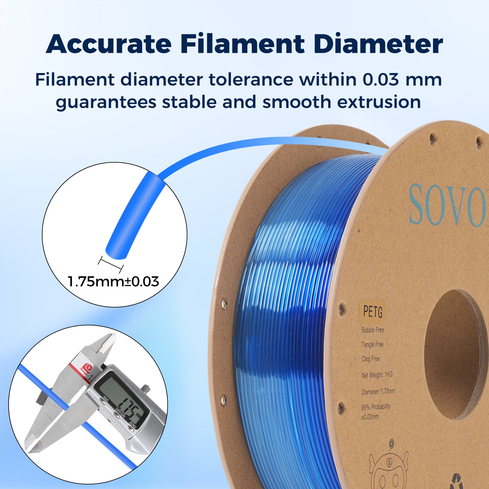 Sovol Gradient Blue White PETG Filament