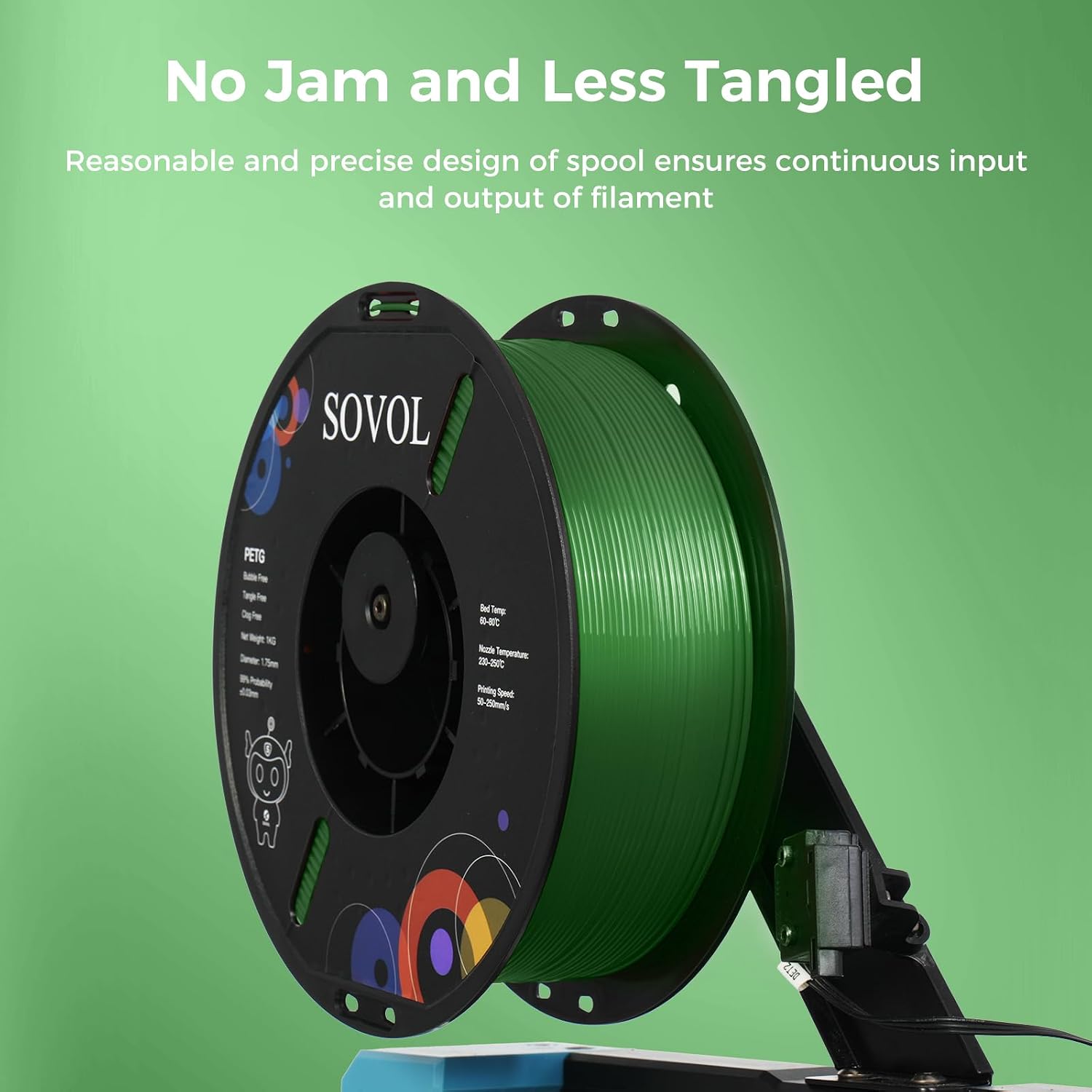 Sovol Green PETG Filament tangle-free winding