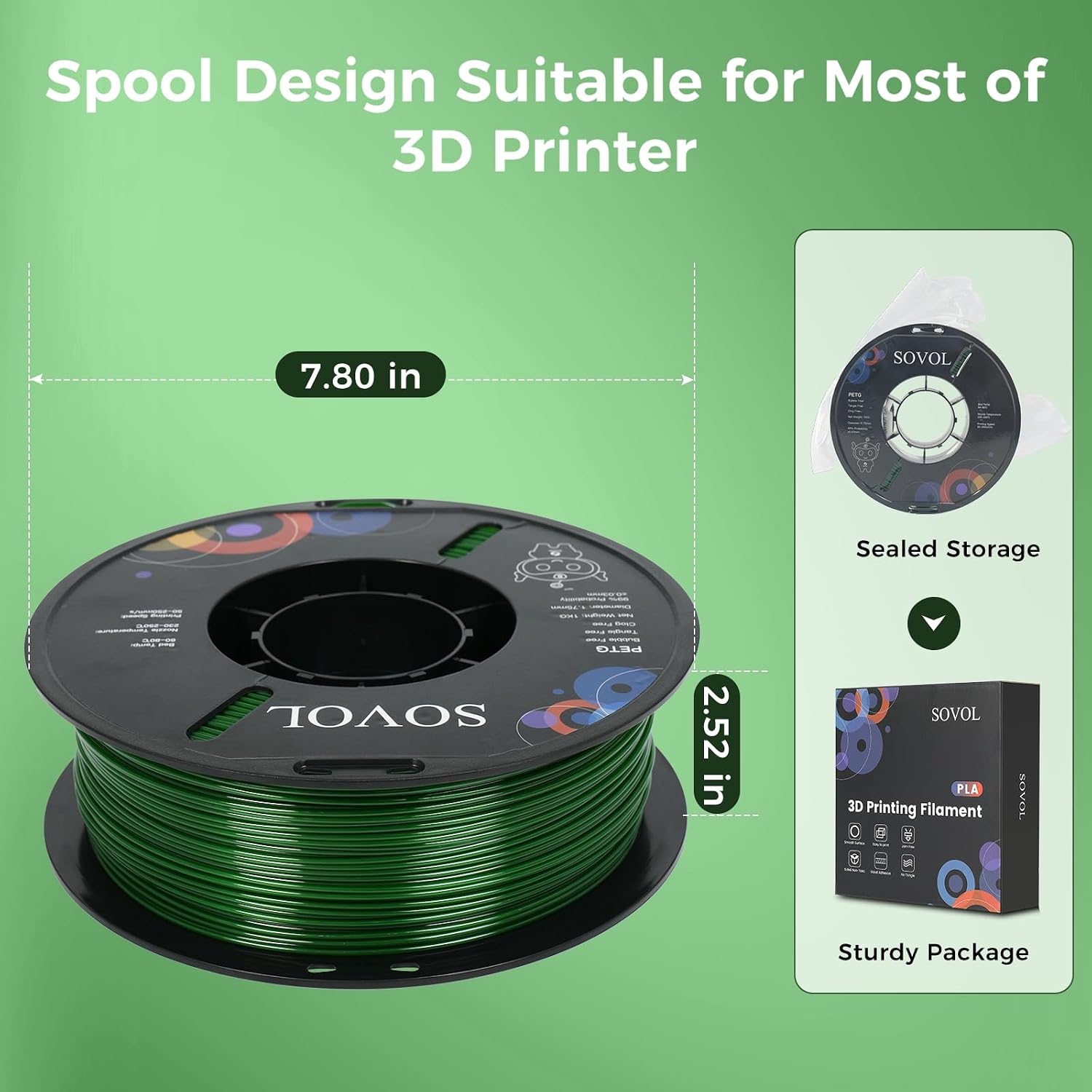 Sovol Green PETG Filament printing results
