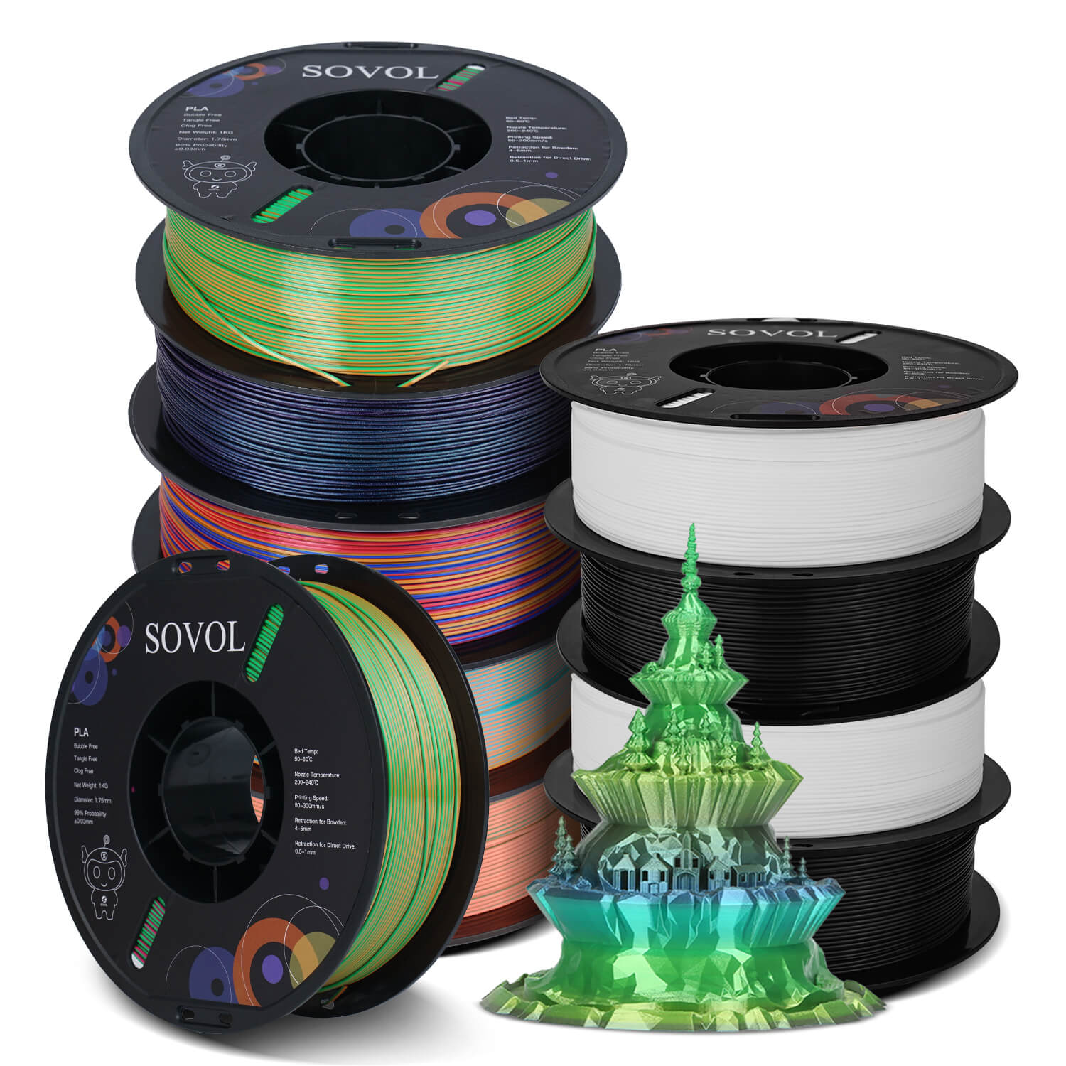 Sovol PLA Silk 3D Printing Filaments 10KG