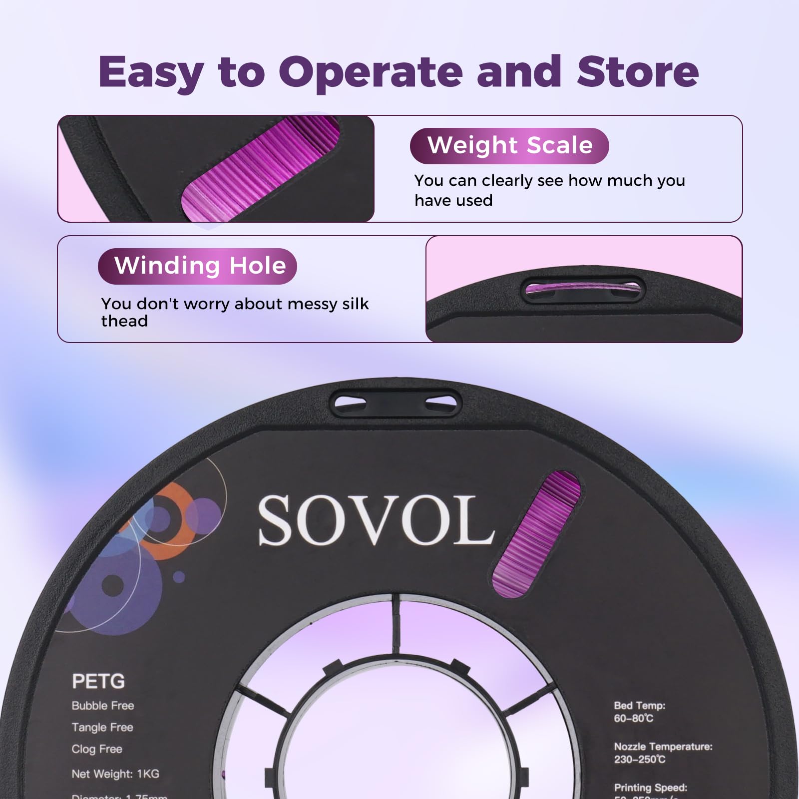 Sovol Gradient Lila Weiß PETG Filament