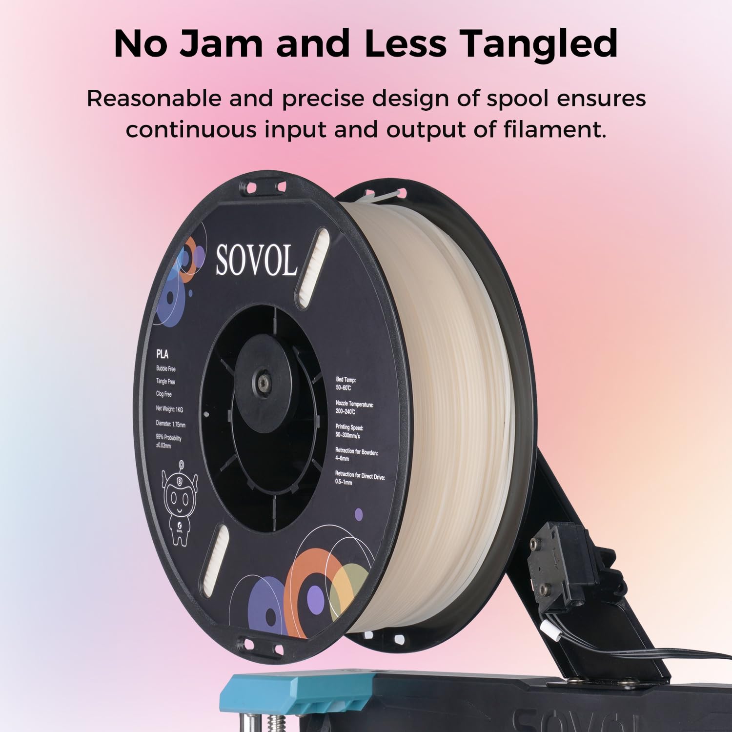 Filament PLA Sovol réactif aux UV et changeant de couleur