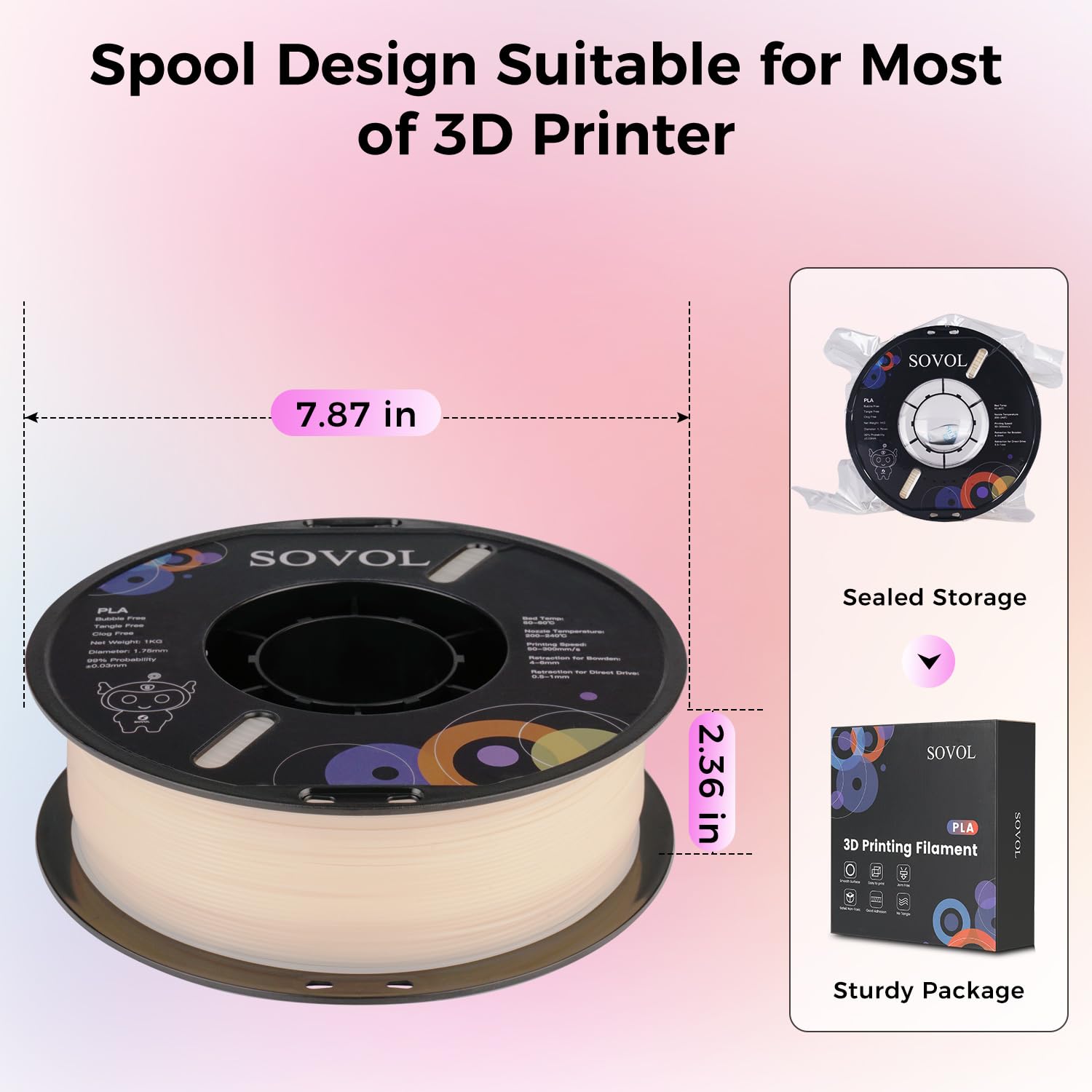 Filament PLA Sovol réactif aux UV et changeant de couleur